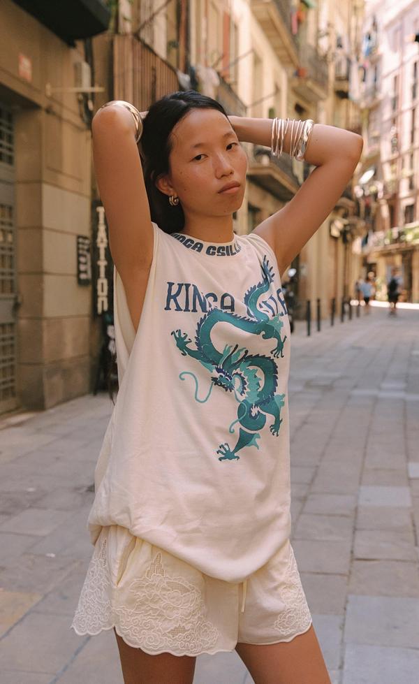 Rex Dragon Band Tank - Cream
