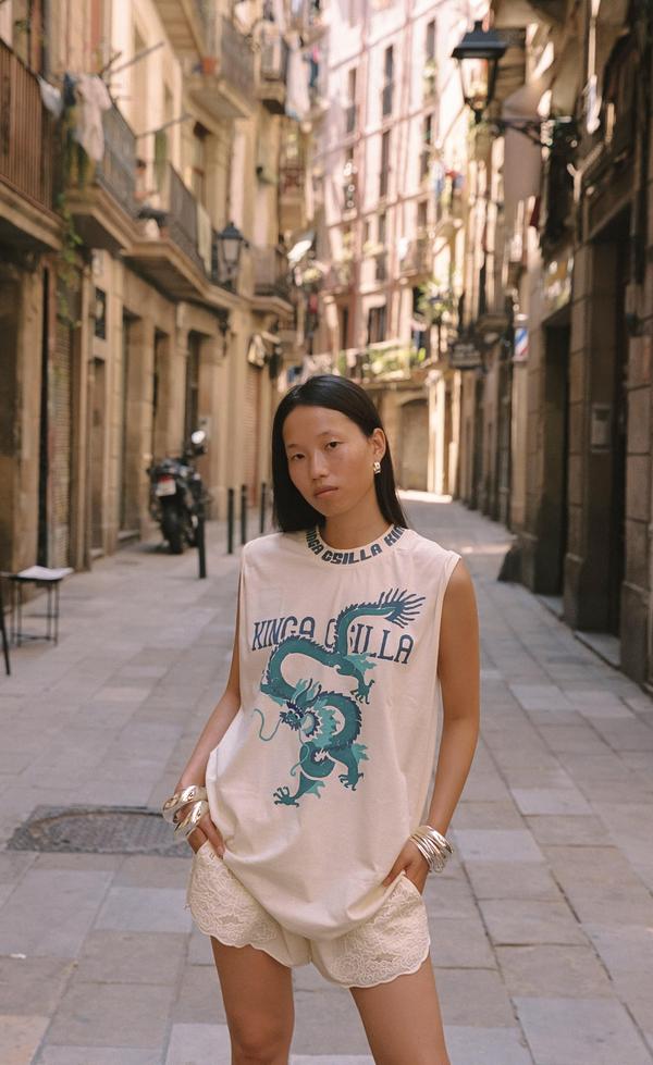 Rex Dragon Band Tank - Cream