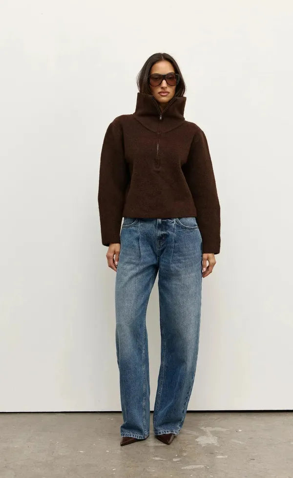 Riva Quarter Zip - Chocolate