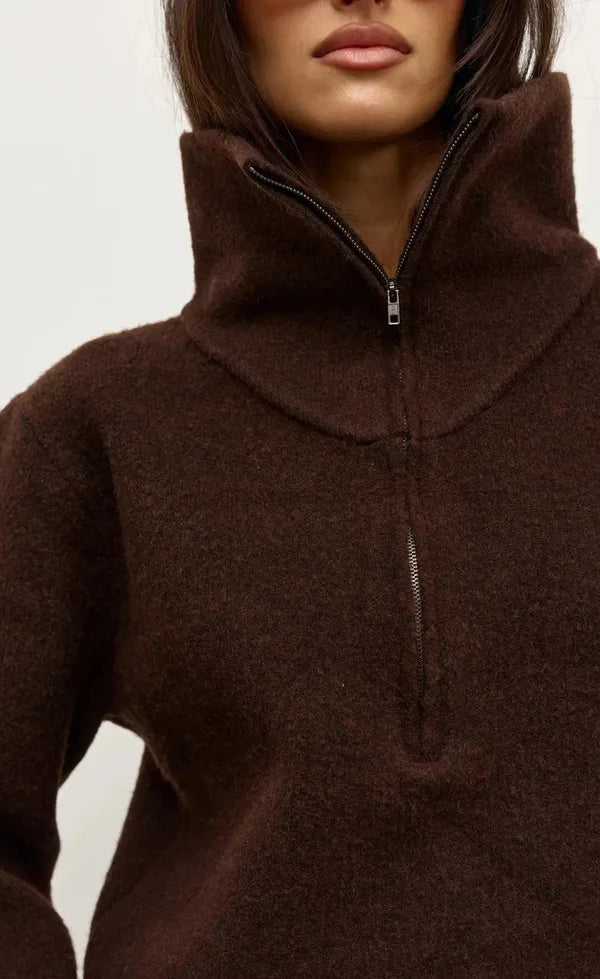 Riva Quarter Zip - Chocolate