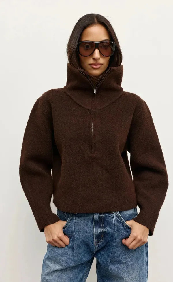 Riva Quarter Zip - Chocolate
