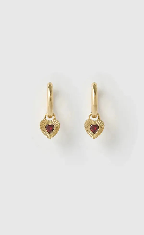 Ruby Heart Earring