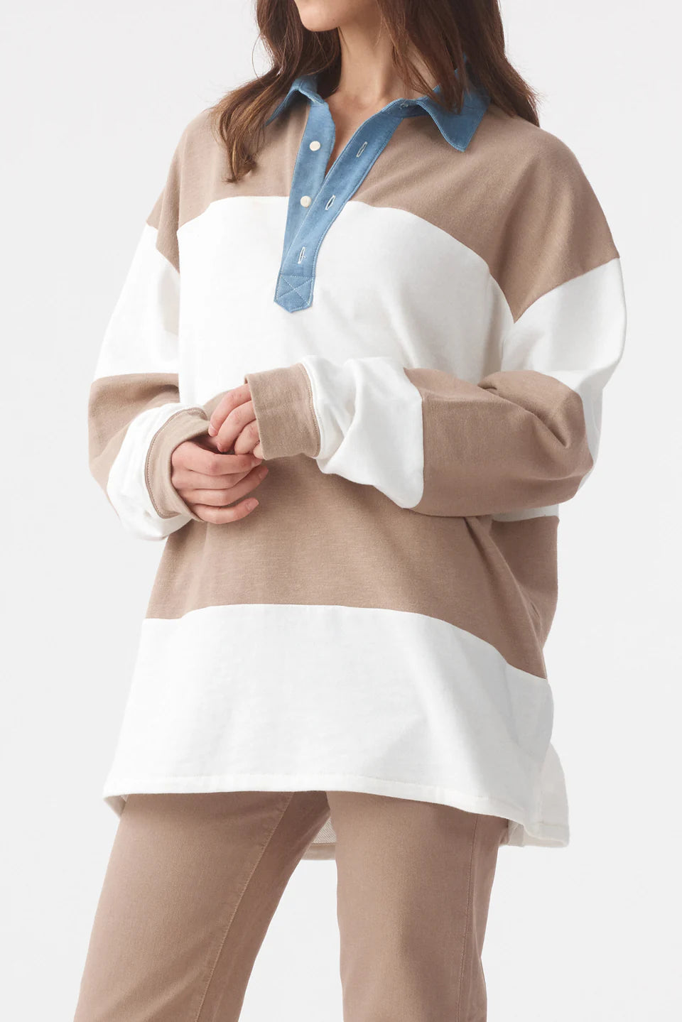 The Marco Polo -Mushroom Bone Stripe