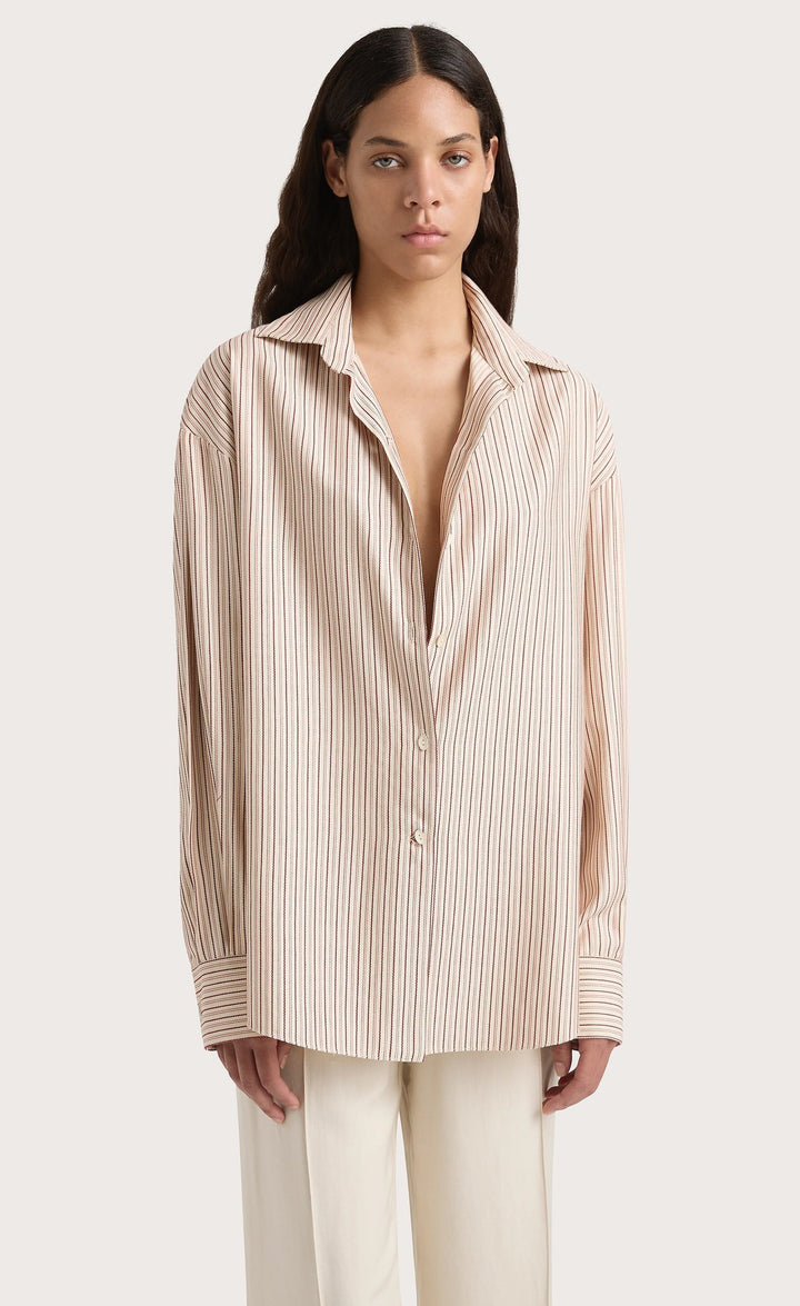 En Vau Shirt - Pinstripe Garnet/Blush