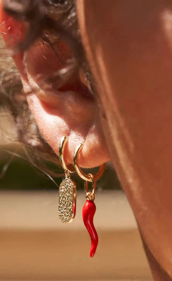 Cornicello Red Charm Earrings