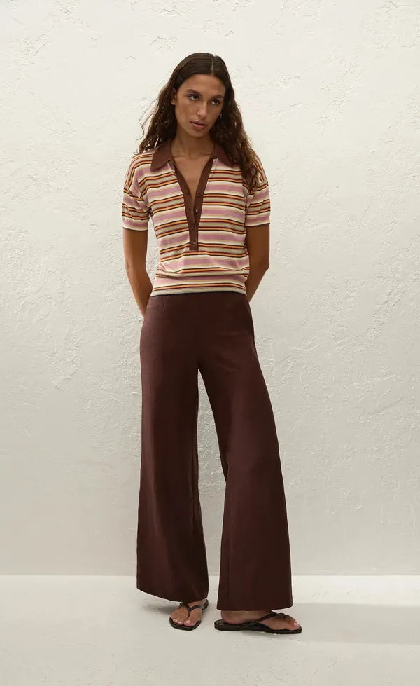 Sable Polo Shirt Luis Stripe Dusty Mauve