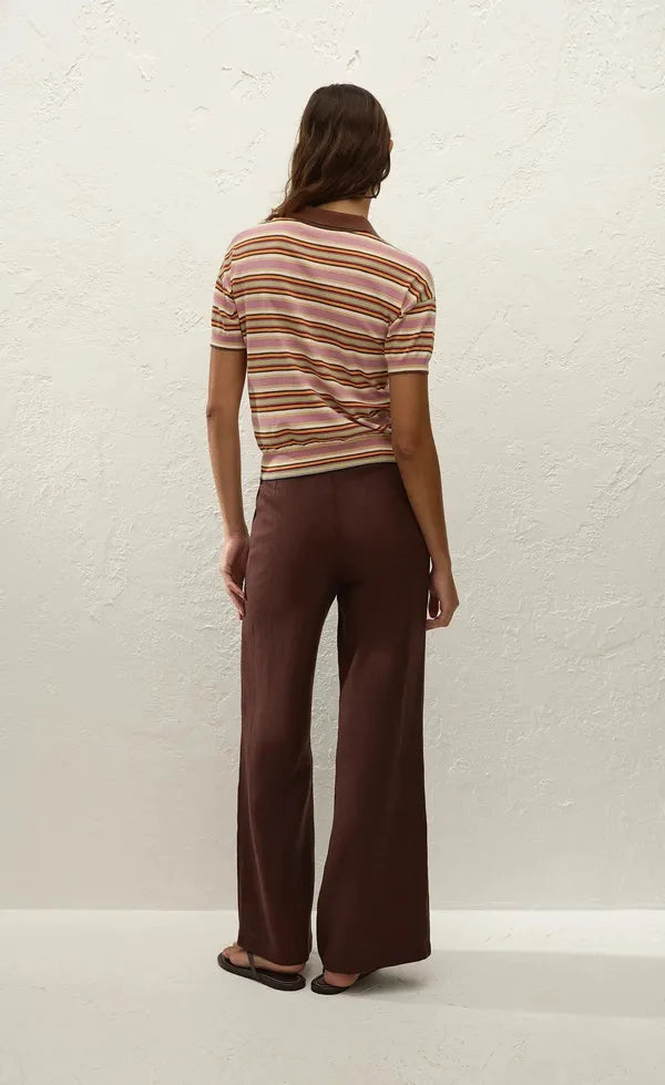 Sable Polo Shirt Luis Stripe Dusty Mauve