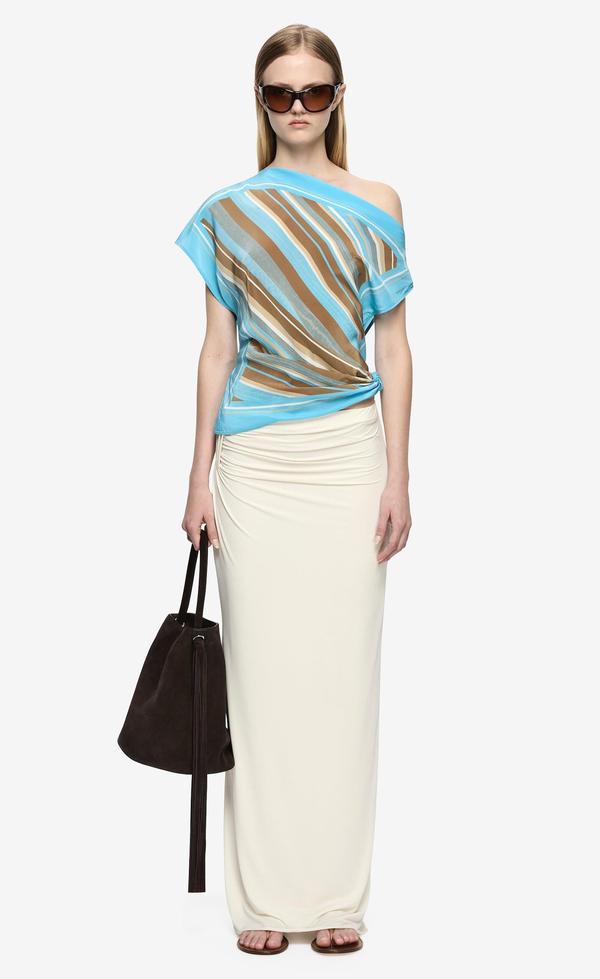 Elaris Drape Top -Sandalwood Stripe