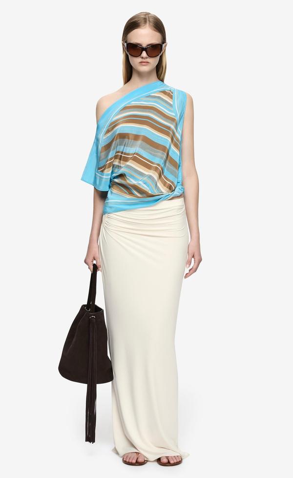 Elaris Drape Top -Sandalwood Stripe