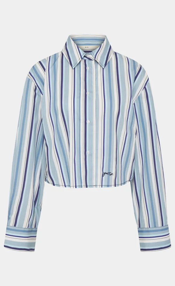 Vester Cropped Shirt - Blue Stripe