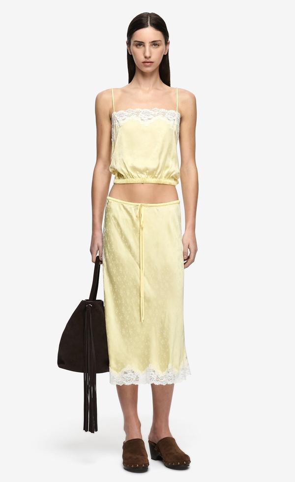 Zana Midi Skirt - Lemon Cream/ Ivory