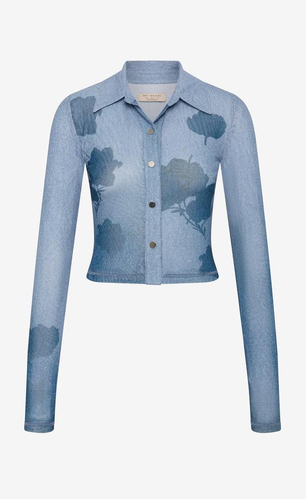 Musa Long Sleeve Top - Denim floral