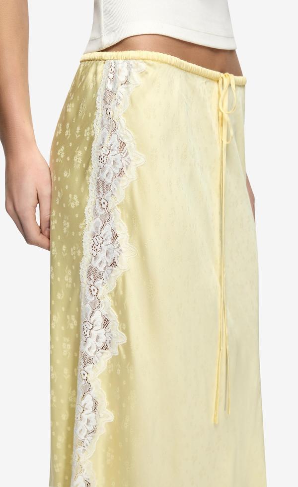 Zana Midi Skirt - Lemon Cream/ Ivory
