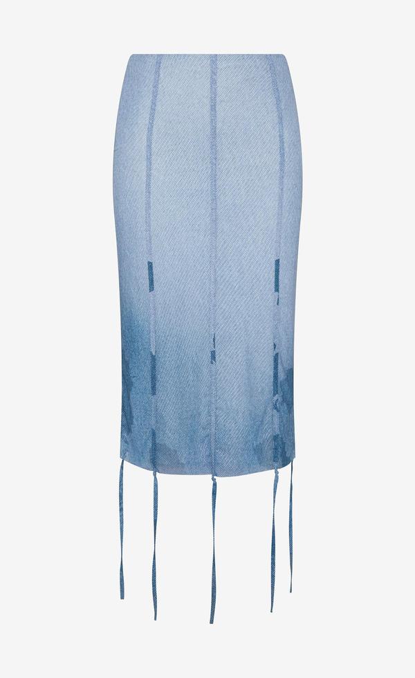 Musa Midi Skirt -Denim Floral