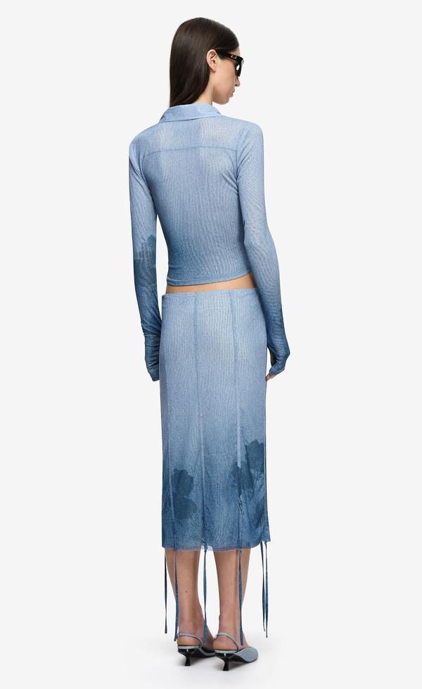 Musa Midi Skirt -Denim Floral