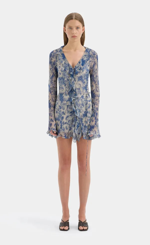Lilia Ruffle Long Sleeve Mini Dress - Daisy Meadow