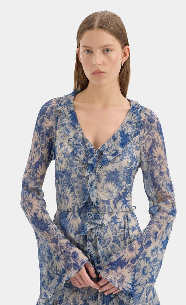 Lilia Ruffle Long Sleeve Mini Dress - Daisy Meadow