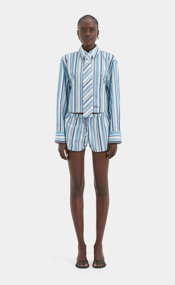 Vester Cropped Shirt - Blue Stripe