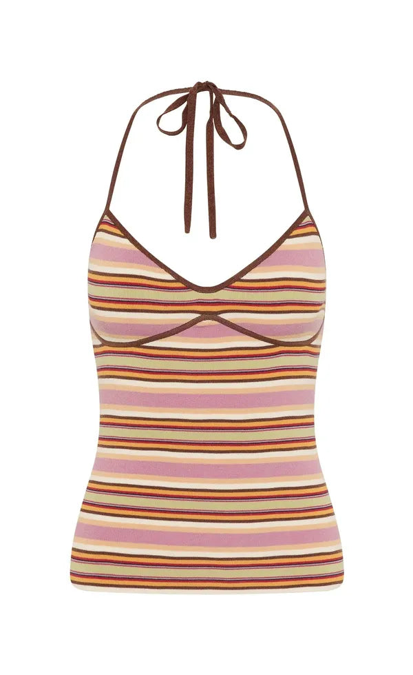 Citara Halter Top Luis Stripe Dusty Mauve