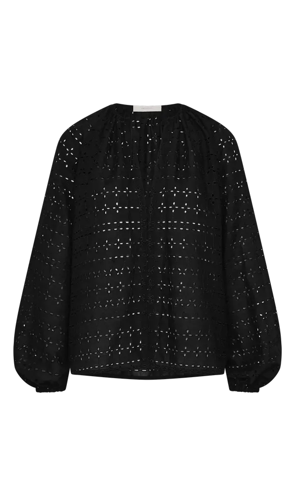 Thora Blouse Agnes Broderie Anglaise Black