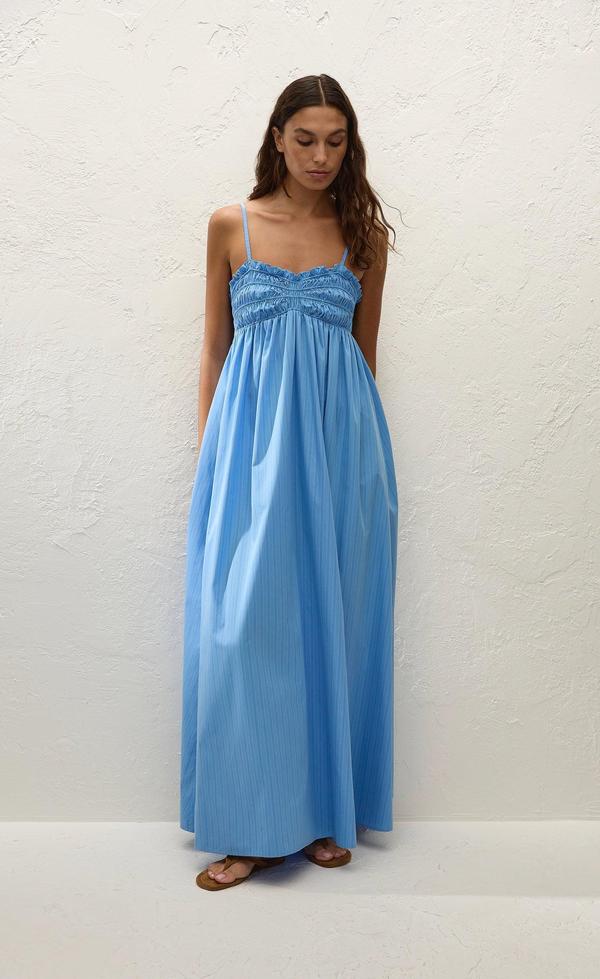 Presa Maxi Dress Mico Pinstripe Azul