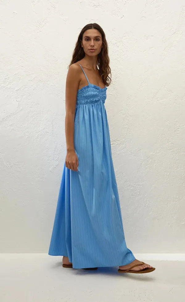 Presa Maxi Dress Mico Pinstripe Azul