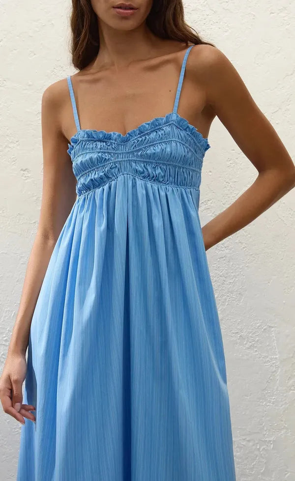 Presa Maxi Dress Mico Pinstripe Azul