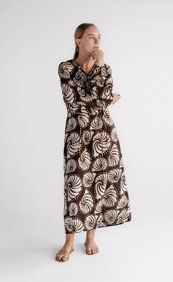 Gaia Long Sleeve Dress - Amphitrite Print