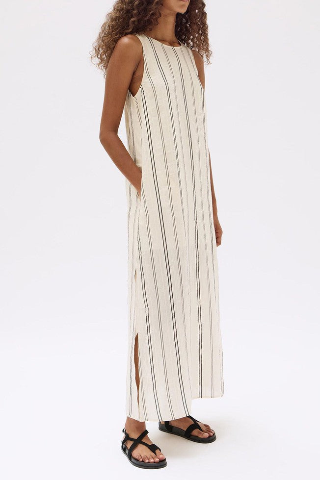 Milos Stripe Maxi Dress - Cream/Black