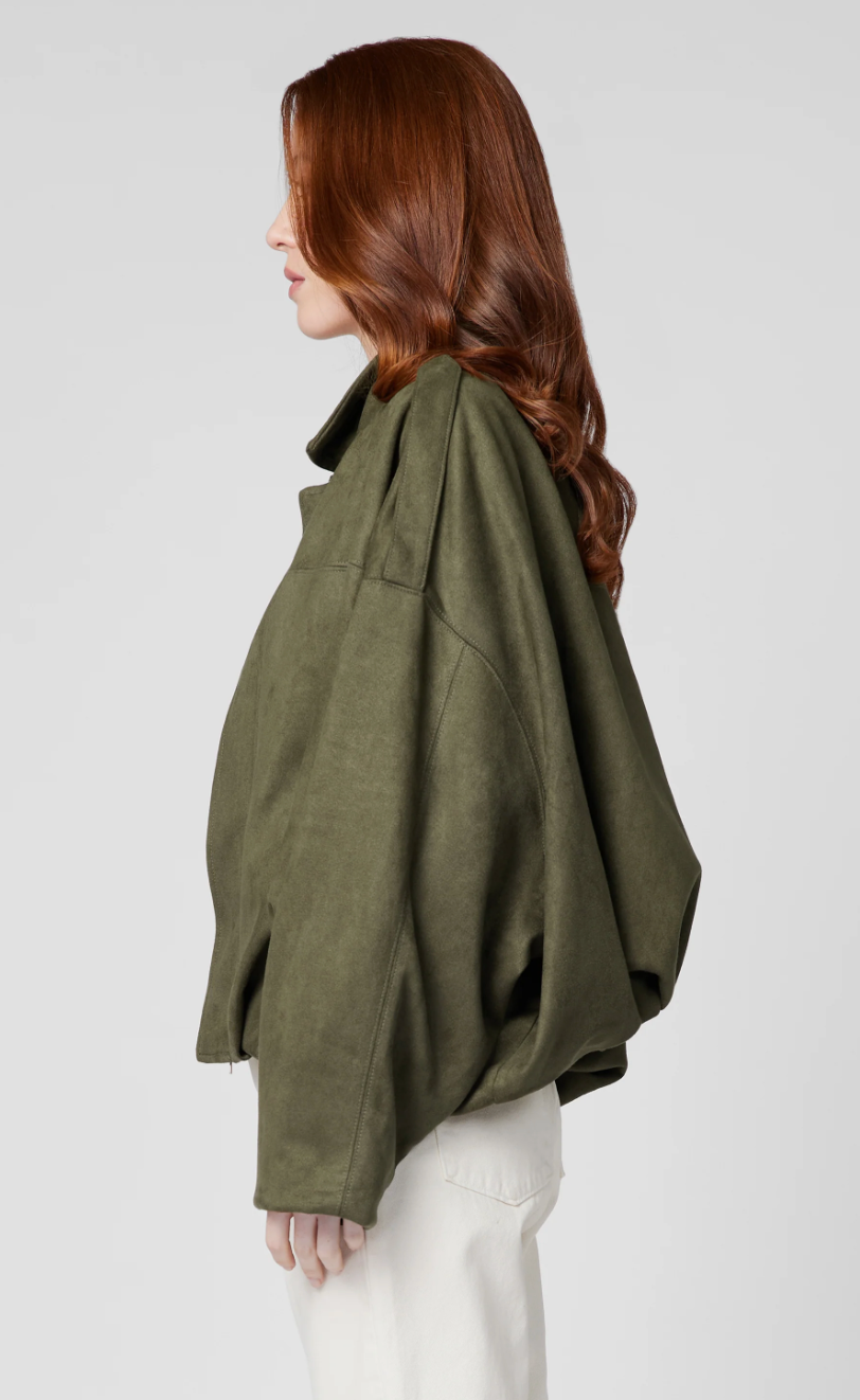Faux Suede Bomber Jacket