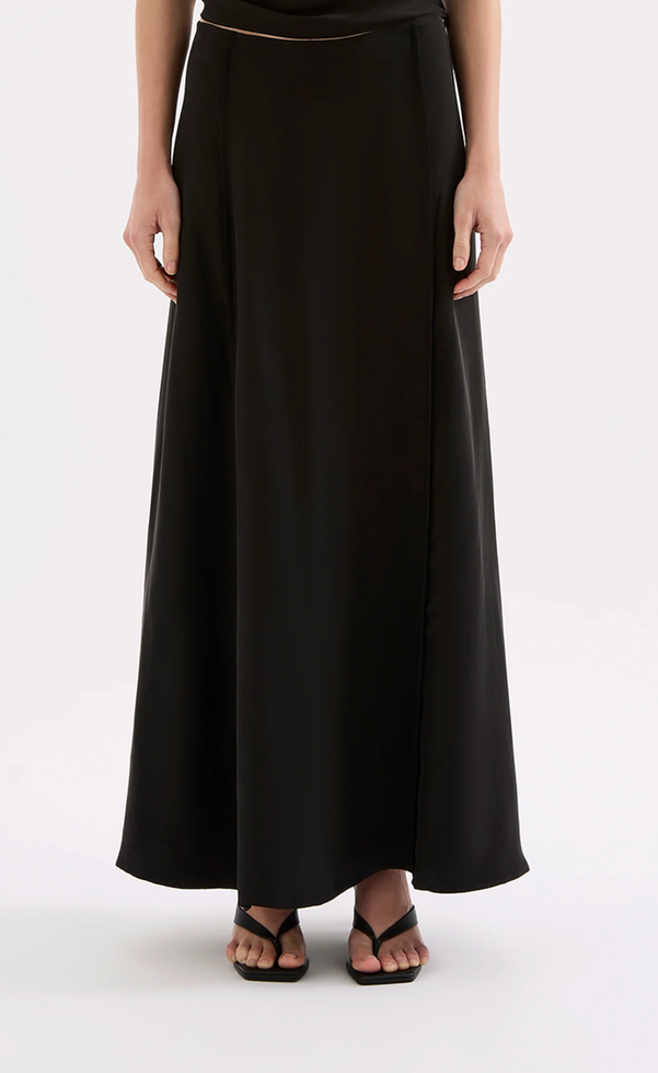 Leon Cupro Maxi Skirt - Black