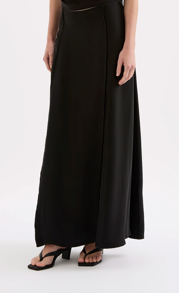 Leon Cupro Maxi Skirt - Black