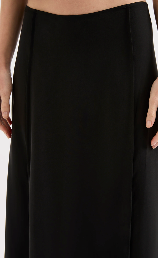 Leon Cupro Maxi Skirt - Black