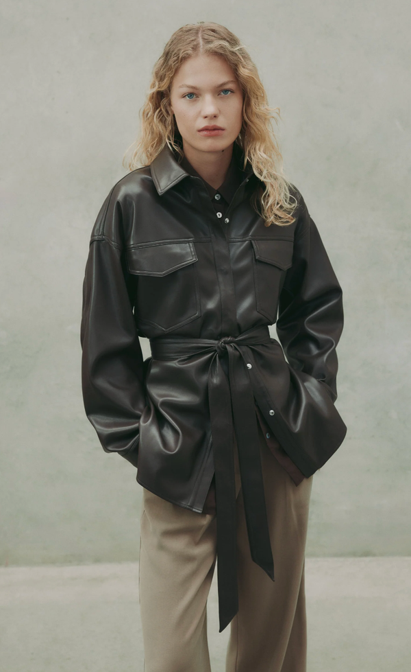 Camille Vegan Leather Overshirt
