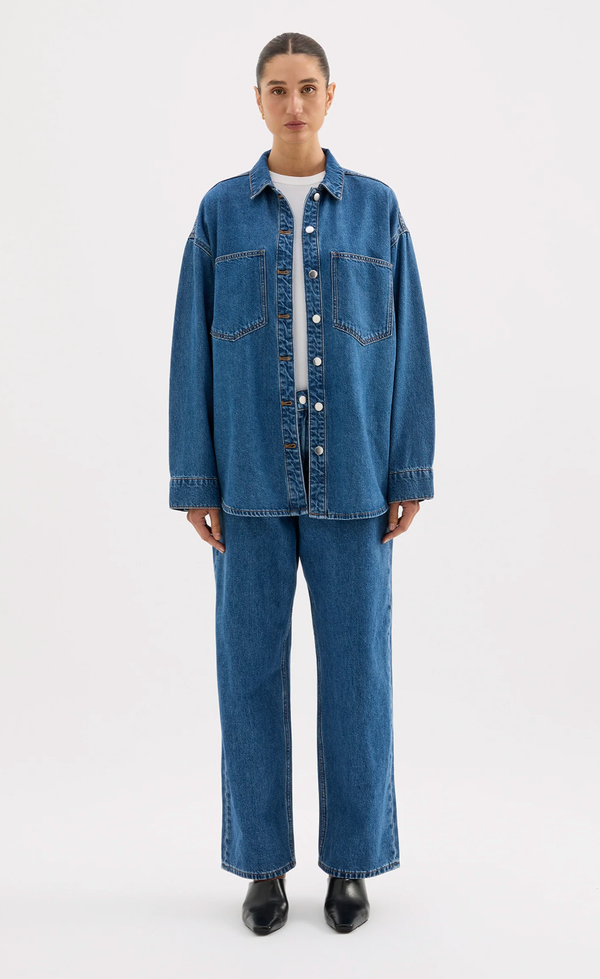 Organic Denim Overshirt - Royal Blue