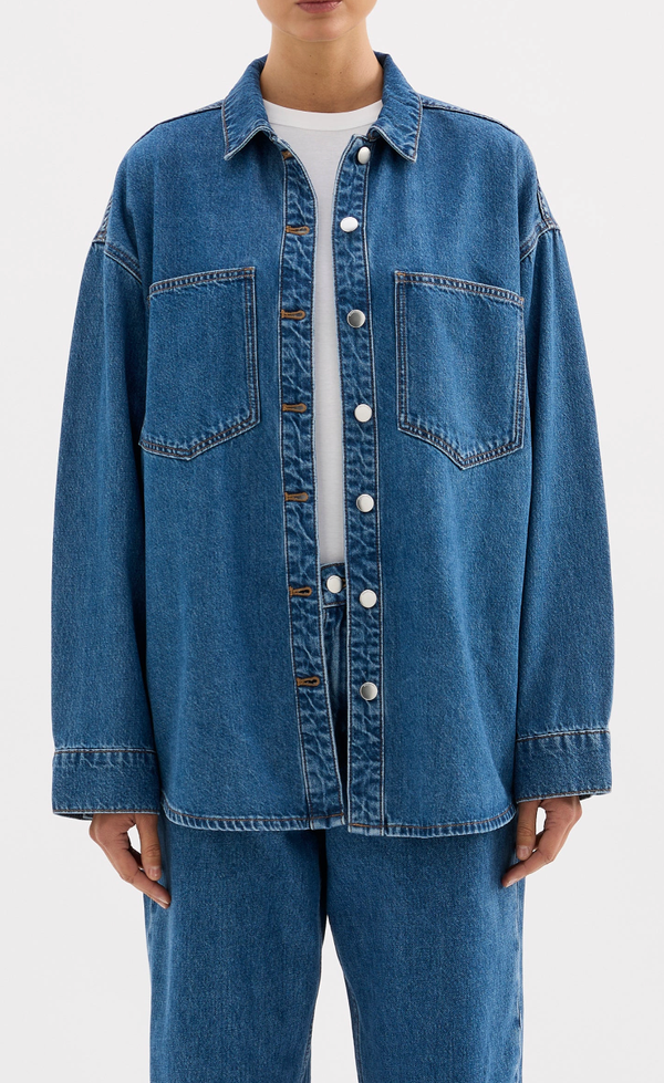 Organic Denim Overshirt - Royal Blue