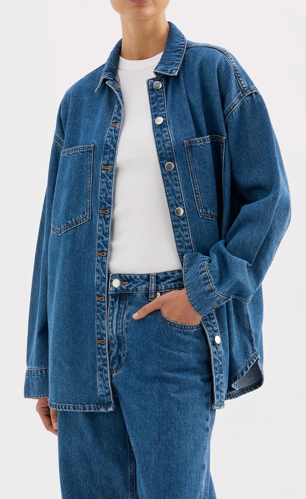 Organic Denim Overshirt - Royal Blue