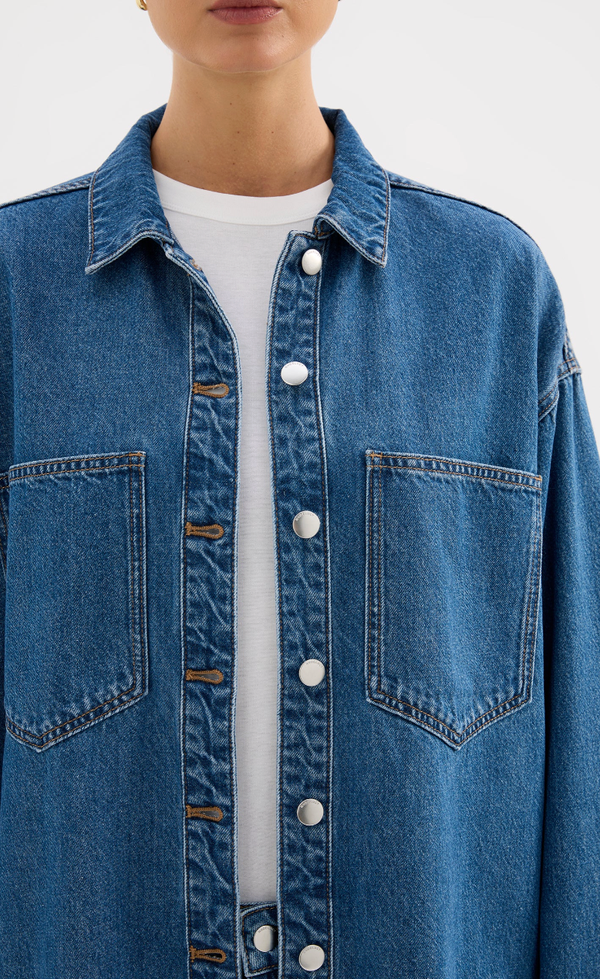 Organic Denim Overshirt - Royal Blue