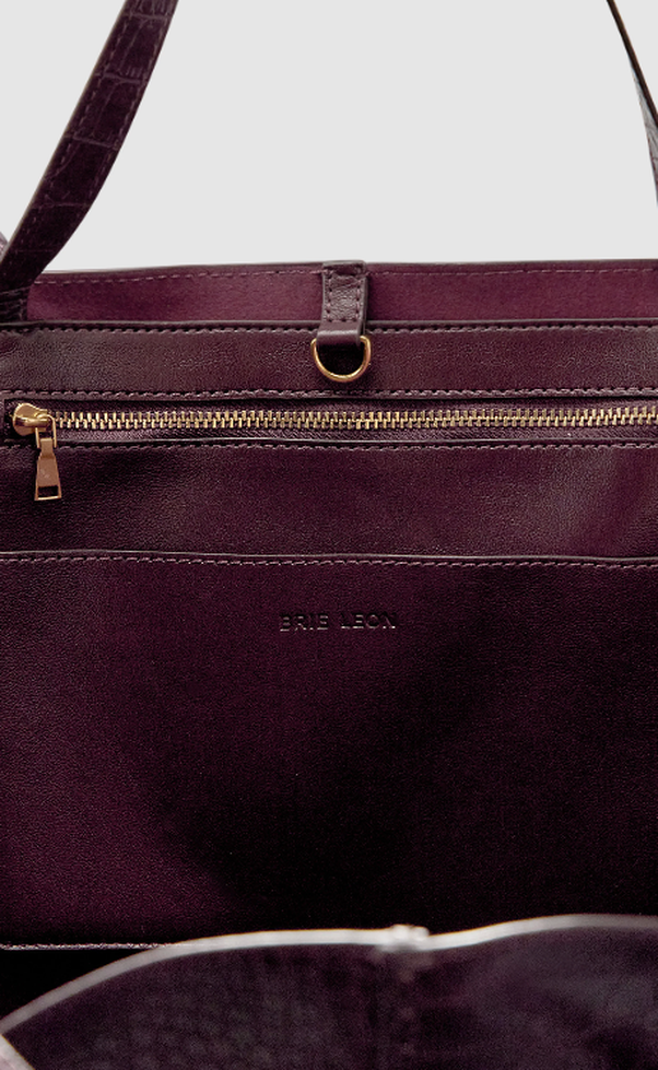 Reese Market Tote - Bordeaux Croc