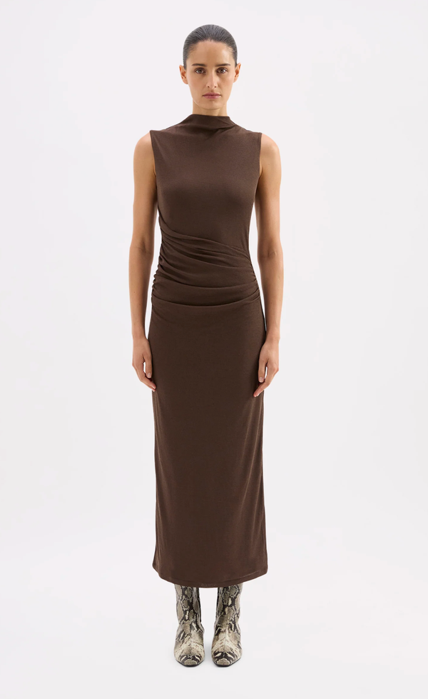 Sara Mesh Maxi Dress - Walnut