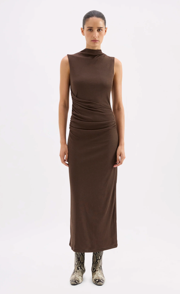 Sara Mesh Maxi Dress - Walnut