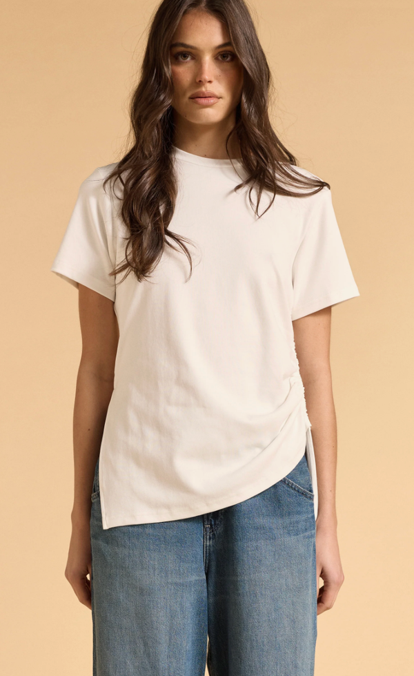 Rouched Side Tee - White