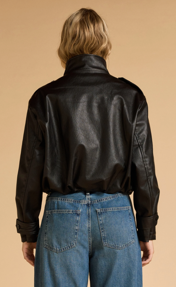 Faux Leather Bomber Jacket