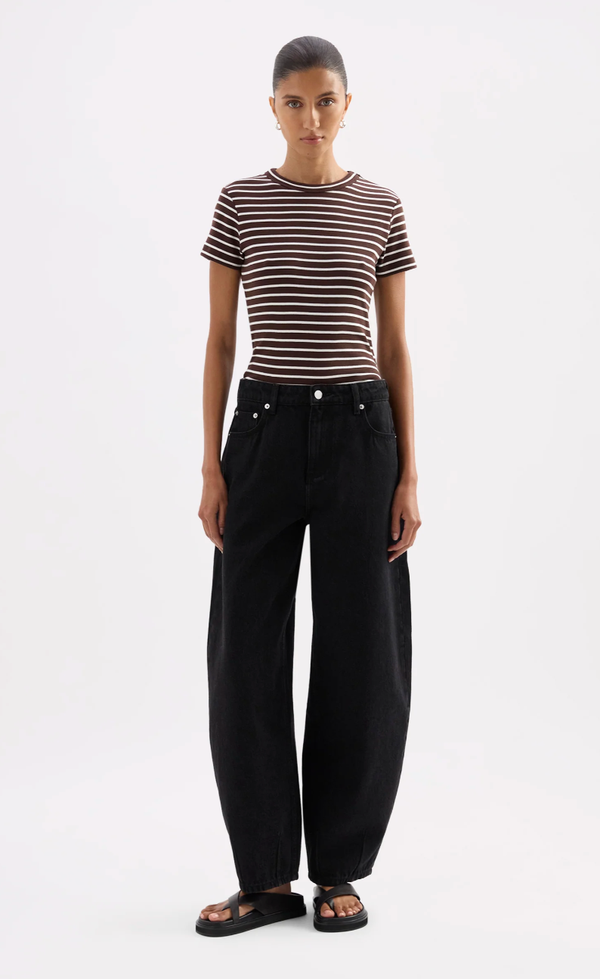 Organic Stripe Baby Tee - Choc Stripe