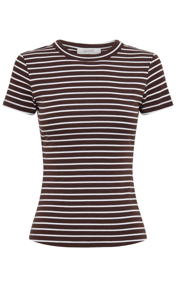 Organic Stripe Baby Tee - Choc Stripe