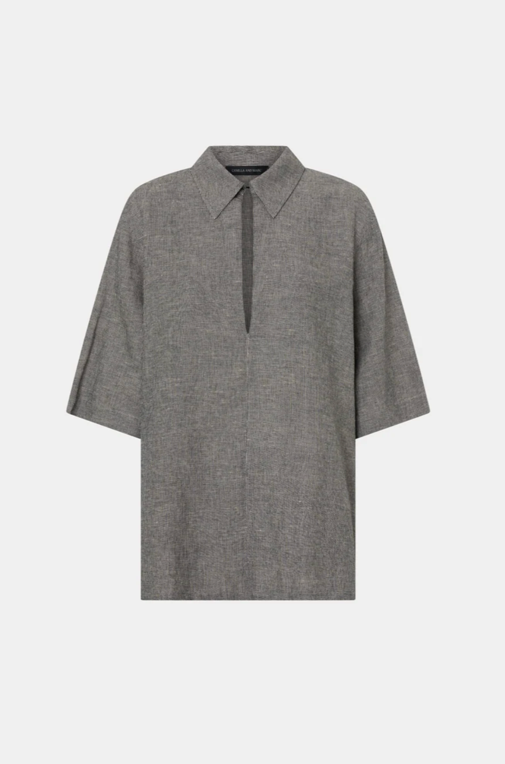 Phostre Stripe Linen Collared Top