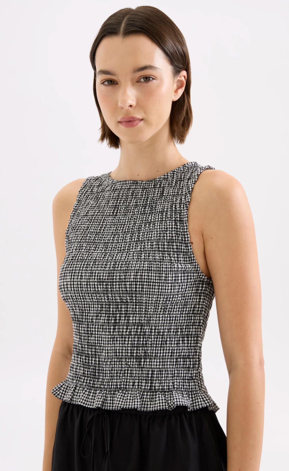 Hazel Top - Black Gingham