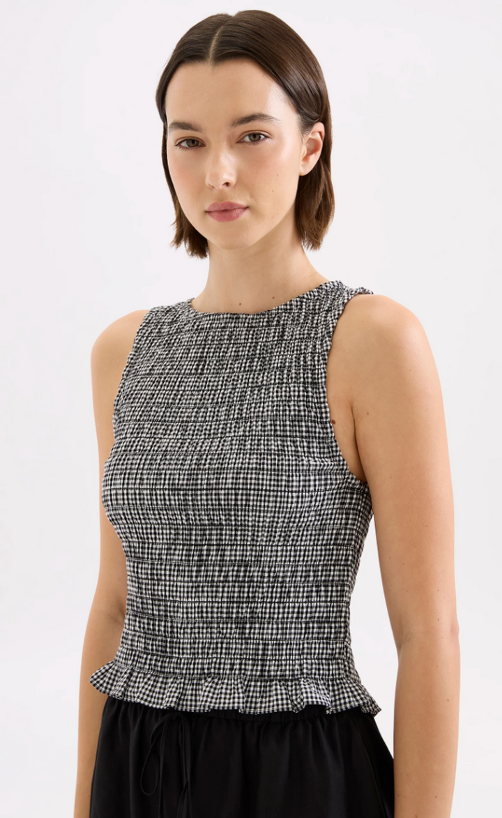 Hazel Top - Black Gingham
