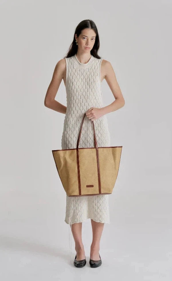 Ritual Large Tote Bag - NATURAL/SADDLE