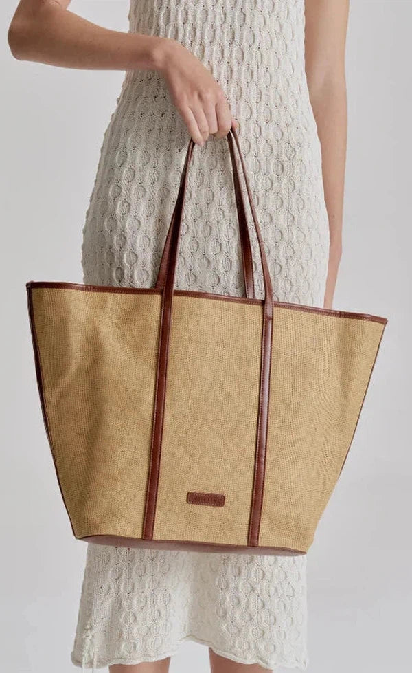 Ritual Large Tote Bag - NATURAL/SADDLE